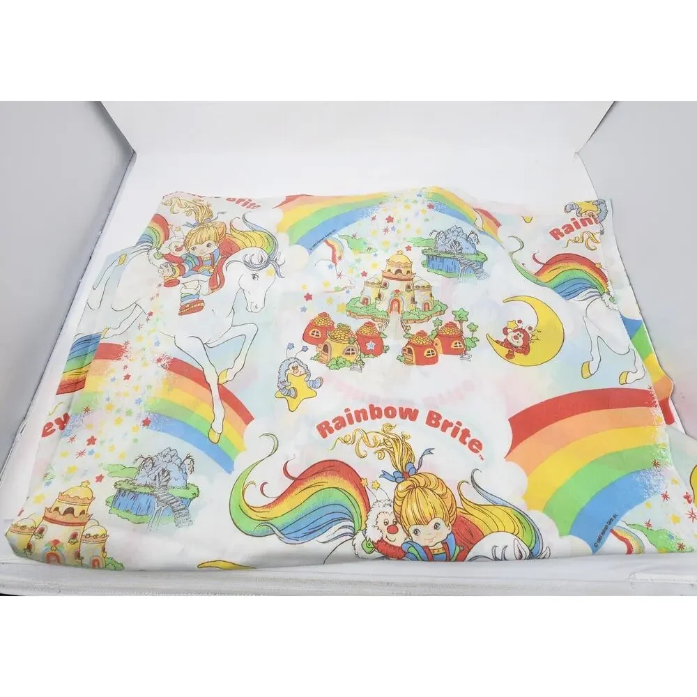 VTG Rainbow Brite 2-Piece Twin Size Sheet Set Hallmark 1983 Colorful Bright